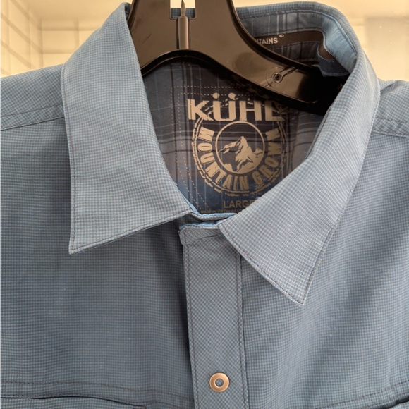 Kuhl men’s Blue Short Sleeve snap Shirt size large never worn - Picture 7 of 8